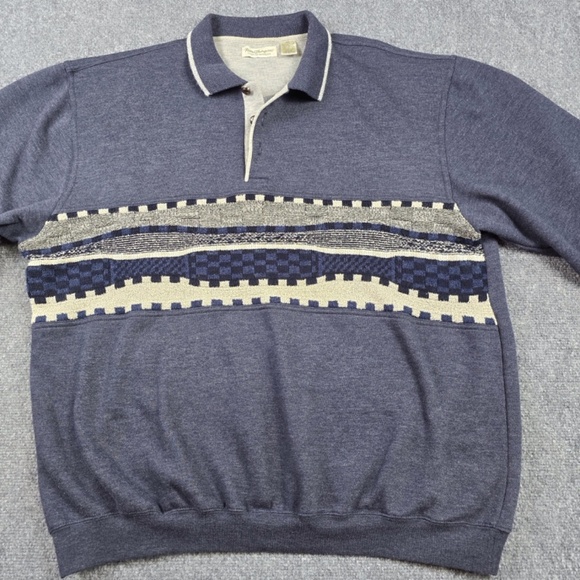 Vintage Norm Thompson Sweater Mens XXL Gray Polo Collar Pullover Classic Style - Picture 2 of 7